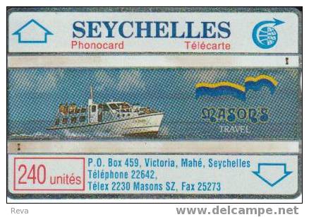 SEYCHELLES   240 U   SIGHTSEEING  BOAT  SHIP  SHIPS  TRAVEL  AGENCY AD  L & G  CODE 011E  SEY-11 READ DESCRIPTION ! - Seychelles