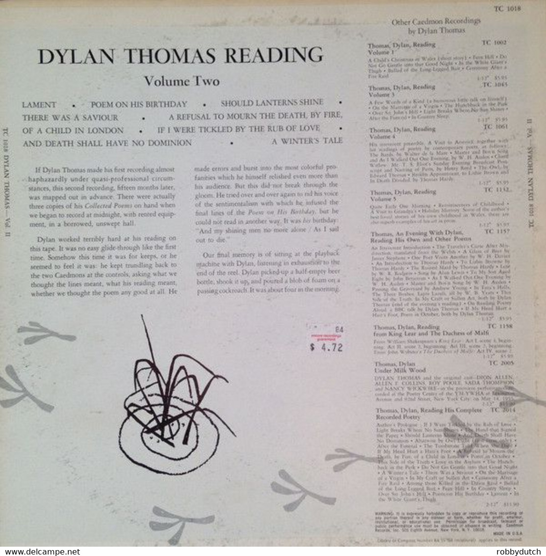 * LP * DYLAN THOMAS READING Volume 2 (USA Still Sealed !!!) - Sonstige & Ohne Zuordnung