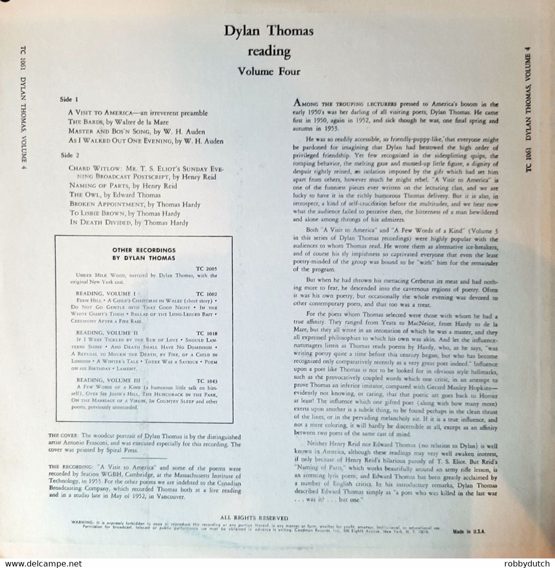 * LP * DYLAN THOMAS READING Volume 4 (USA Ex!!!) - Other & Unclassified