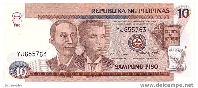 PHILIPPINES   10 Piso  Daté De 1998   Pick 187c  Signature 14    ***** BILLET  NEUF ***** - Filipinas