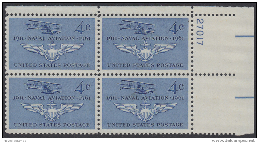 !a! USA Sc# 1185 MNH PLATEBLOCK (UR/27017) - Naval Aviation - Nuovi