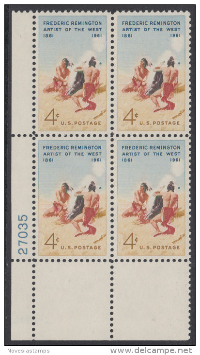 !a! USA Sc# 1187 MNH PLATEBLOCK (LL/27035) - Frederick Remington - Unused Stamps