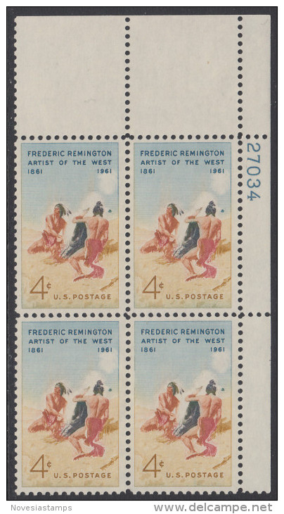 !a! USA Sc# 1187 MNH PLATEBLOCK (UR/27034) - Frederick Remington - Nuovi