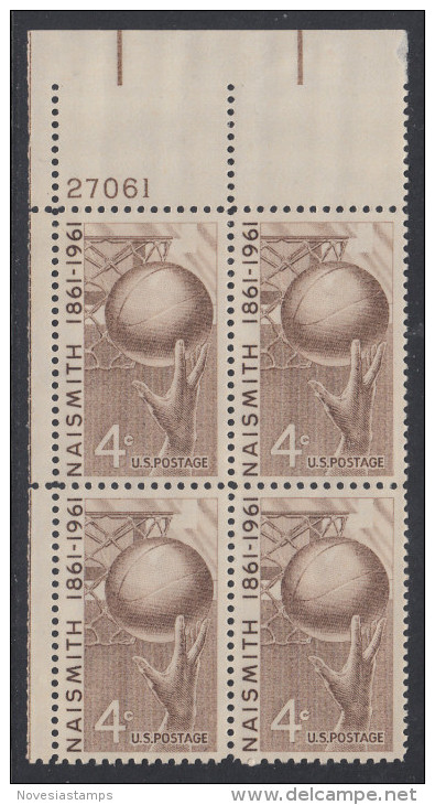 !a! USA Sc# 1189 MNH PLATEBLOCK (UL/27061/a) - James A. Naismith - Ongebruikt