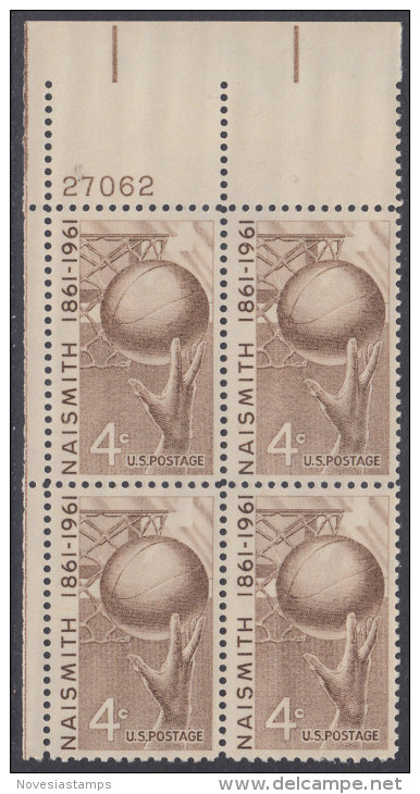 !a! USA Sc# 1189 MNH PLATEBLOCK (UL/27062) - James A. Naismith - Unused Stamps