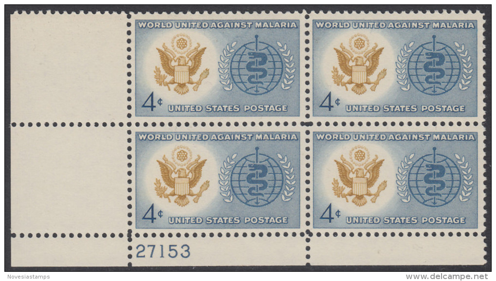 !a! USA Sc# 1194 MNH PLATEBLOCK (LL/27153) - Malaris Eradication - Unused Stamps