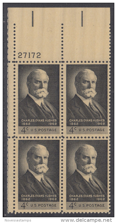 !a! USA Sc# 1195 MNH PLATEBLOCK (UL/27172/a) - Charles Evans Hughes - Nuovi