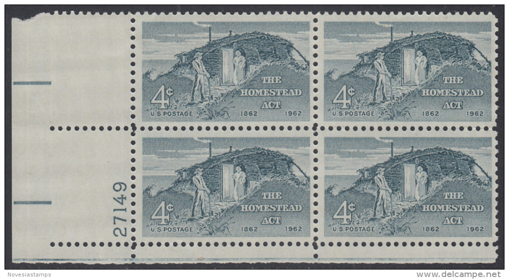 !a! USA Sc# 1198 MNH PLATEBLOCK (LL/27149) - Homestead Act - Ongebruikt