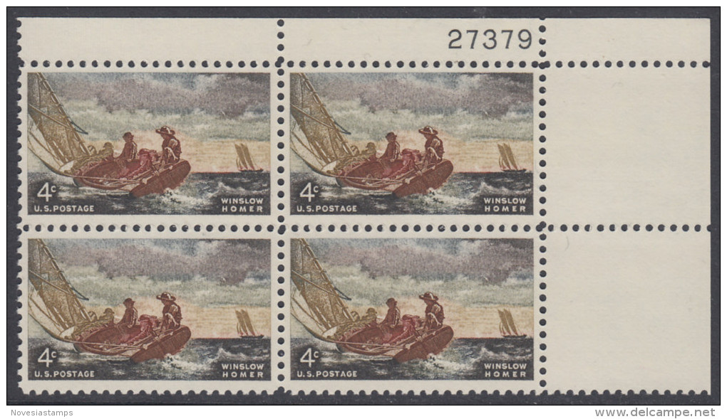 !a! USA Sc# 1207 MNH PLATEBLOCK (UR/27379/a) - Winslow Homer - Ongebruikt