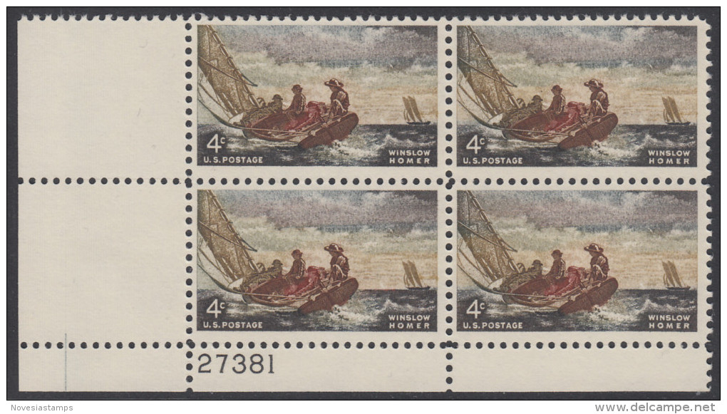 !a! USA Sc# 1207 MNH PLATEBLOCK (LL/27381) - Winslow Homer - Ongebruikt