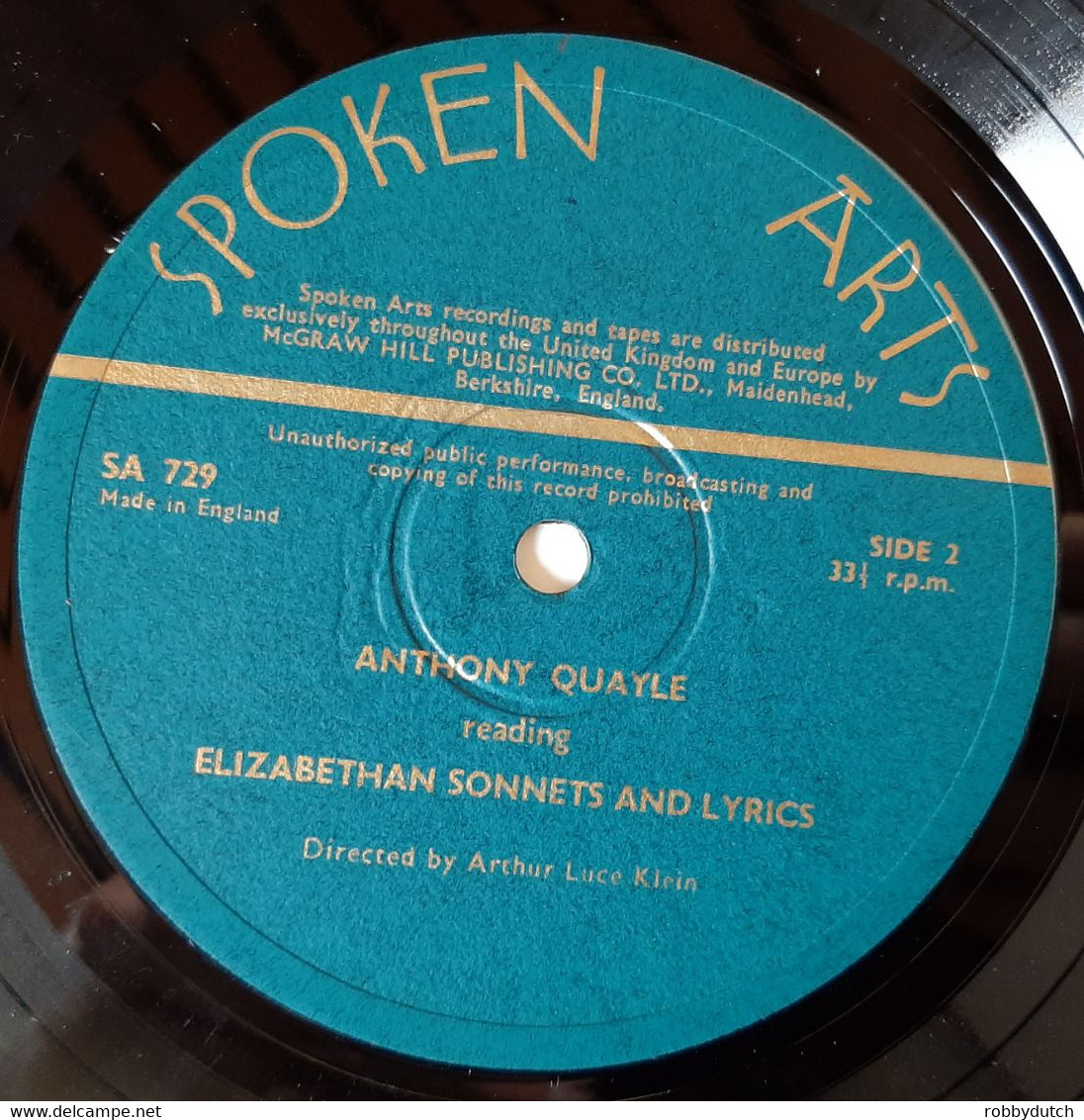 * LP * SPOKEN ARTS: ANTHONY QUAYLE Reading ELIZABETHAN SONNETS AND LYRICS (UK Ex!!!) - Andere & Zonder Classificatie