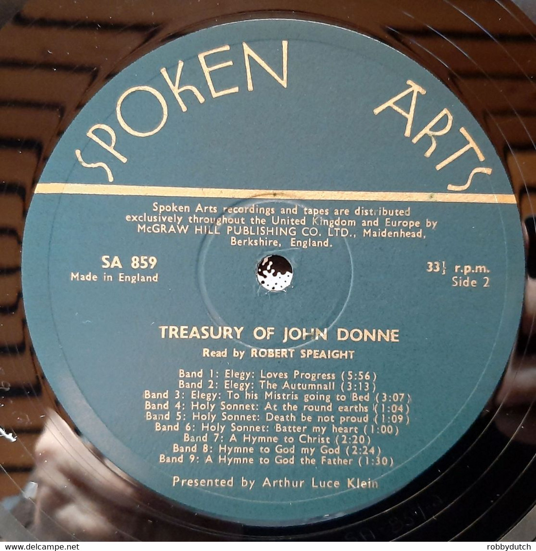 * LP * SPOKEN ARTS: TREASURY OF JOHN DONNE ( Ex!!!) - Andere & Zonder Classificatie