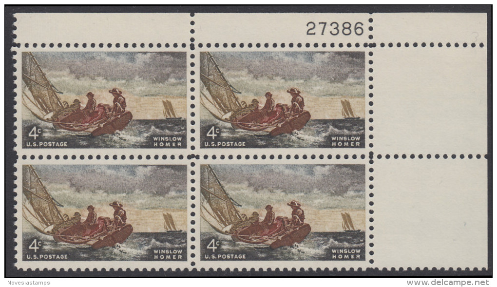 !a! USA Sc# 1207 MNH PLATEBLOCK (UR/27386) - Winslow Homer - Neufs