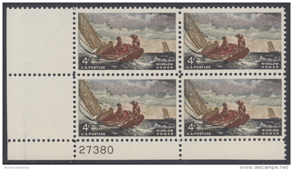 !a! USA Sc# 1207 MNH PLATEBLOCK (LL/27380/a) - Winslow Homer - Neufs