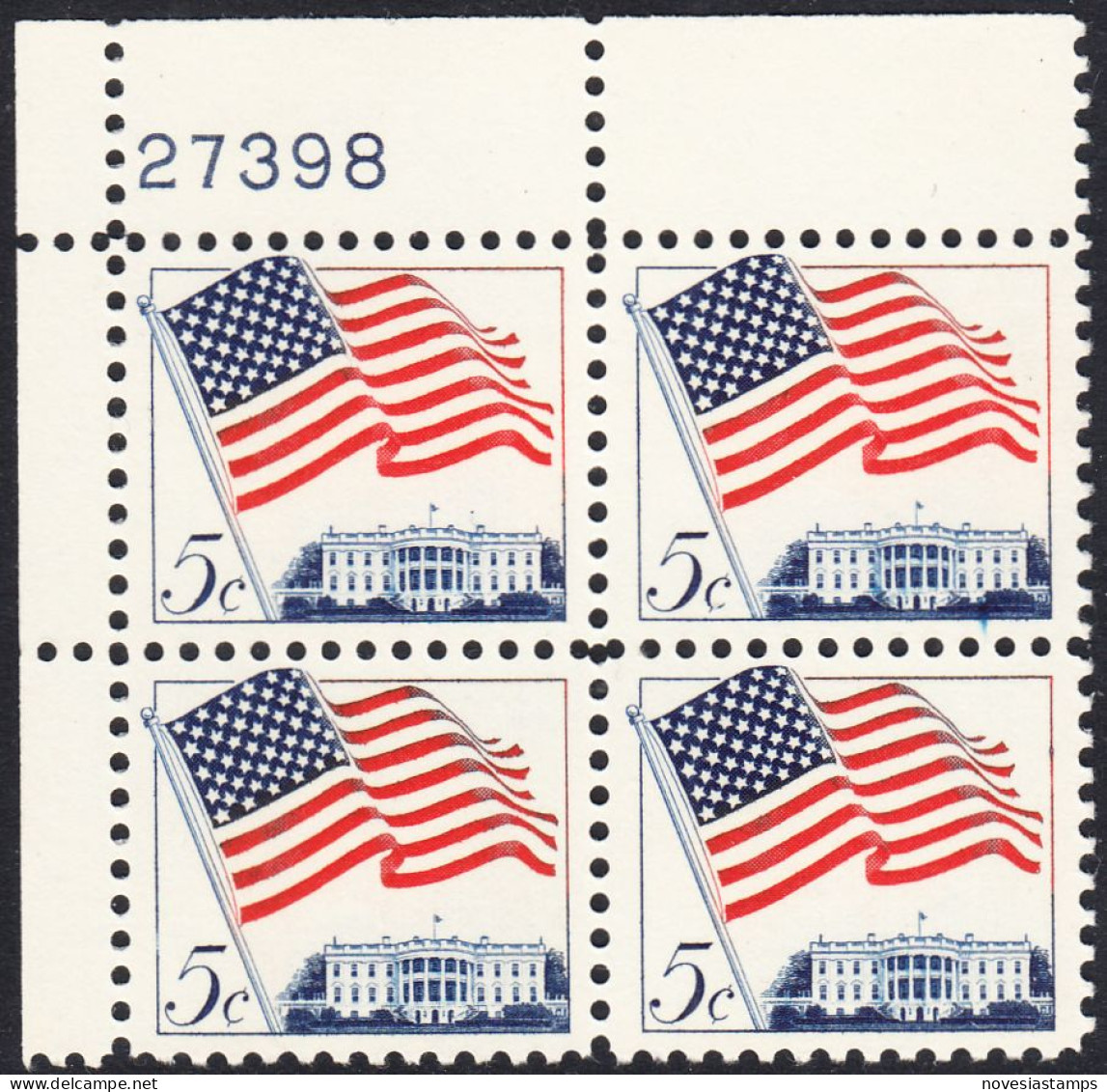 !a! USA Sc# 1208 MNH PLATEBLOCK (UL/27398) - Flag Over White House - Neufs