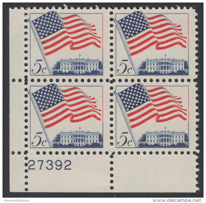 !a! USA Sc# 1208 MNH PLATEBLOCK (LL/27392/a) - Flag Over White House - Neufs