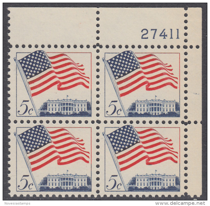 !a! USA Sc# 1208 MNH PLATEBLOCK (UR/27411) - Flag Over White House - Neufs