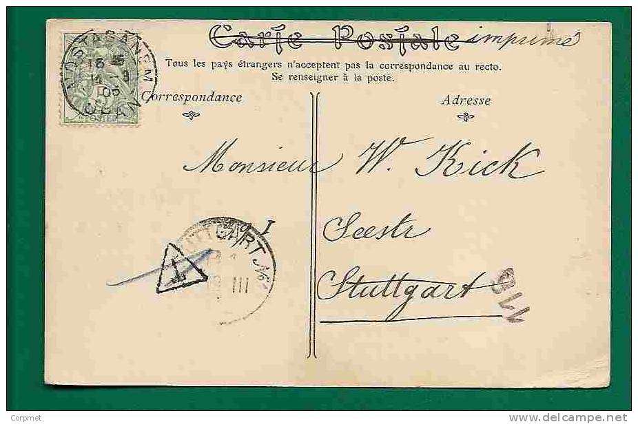 FRANCE 1905 ** TAXED ** POSTCARD FROM MOSTAGANEM (LE COLLEGE) TO STTUTGART (reception At Back) VF !!! - Covers & Documents