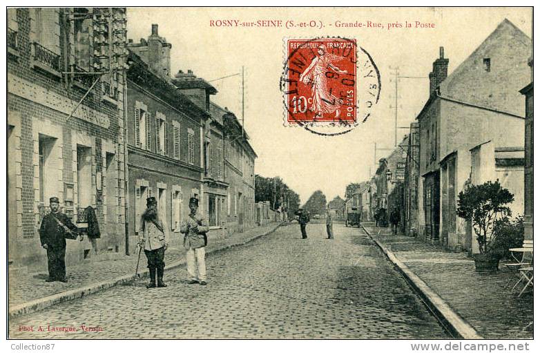 78 - YVELYNES - ROSNY Sur SEINE - GRANDE RUE - LA POSTE - DEPART Du FACTEUR - Rosny Sur Seine