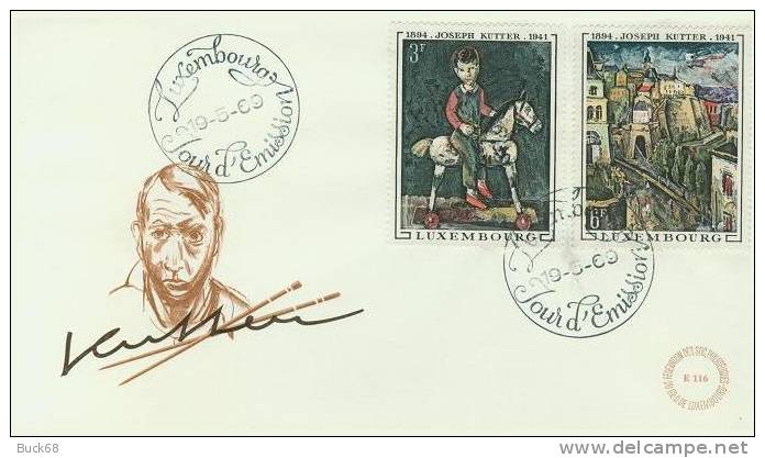 LUXEMBOURG  741 & 742 FDC Premier Jour : Tableaux Du Peintre Joseph KUTTER ( Cheval De Bois Et Luxembourg-Ville) - FDC