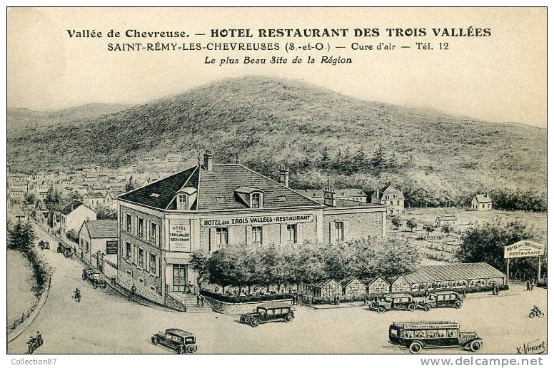 78 - YVELINES - ST REMY Les CHEVREUSE - HOTEL RESTAURANT Des TROIS VALLEES - CARTE D'ILLUSTRATEUR SIGNE X. VINCENT - St.-Rémy-lès-Chevreuse