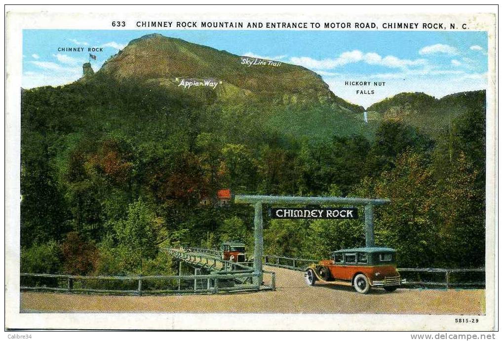 ETATS UNIS Chimney Rock Mountain And Entrance To Motor Road (Editeur Asheville Post Card) - Sonstige & Ohne Zuordnung