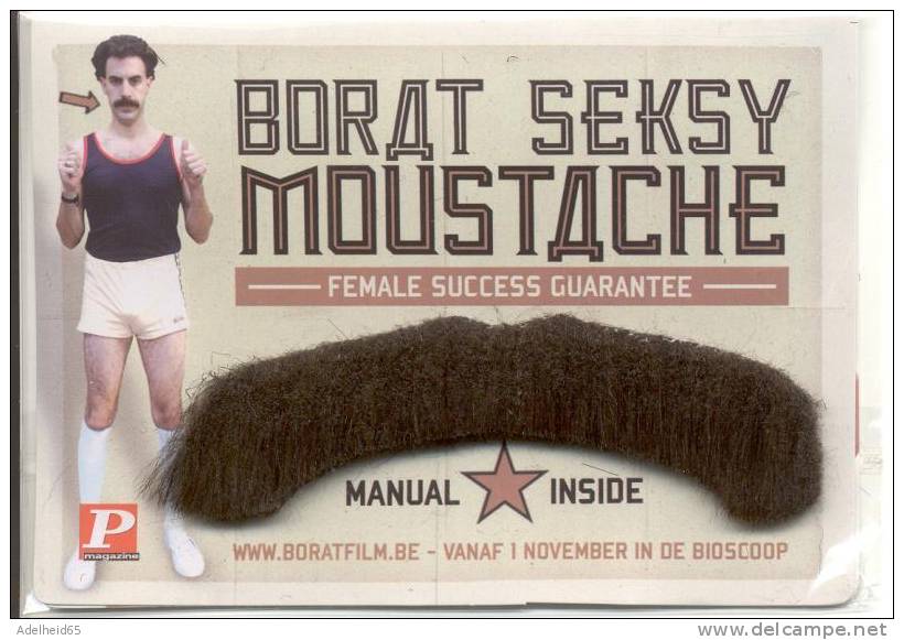 Borat Sexsy Moustache - Female Success Guarantee! - Bioscoopreclame