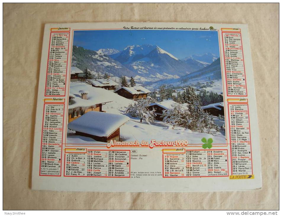 ALMANACH DU FACTEUR 1990 ..OLLER CARTONNAGE RIGIDE - Grand Format : 1971-80
