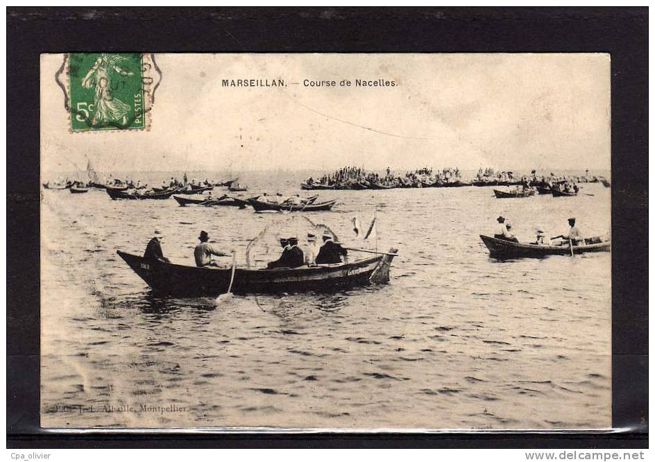 34 MARSEILLAN Fete Locale, Course De Nacelles, Barques, Ed Albaille, 1913 - Marseillan