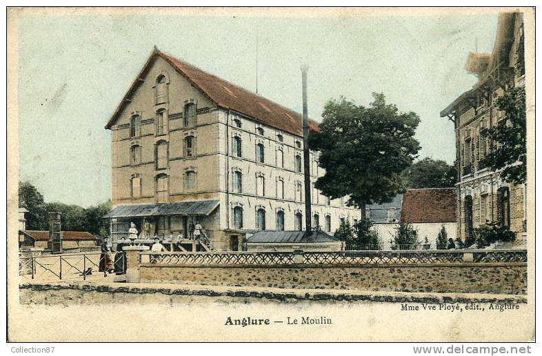 51 - MARNE - ANGLURE - LE MOULIN - TRES BELLE CARTE COLORISEE VOYAGEE 1905 - Anglure