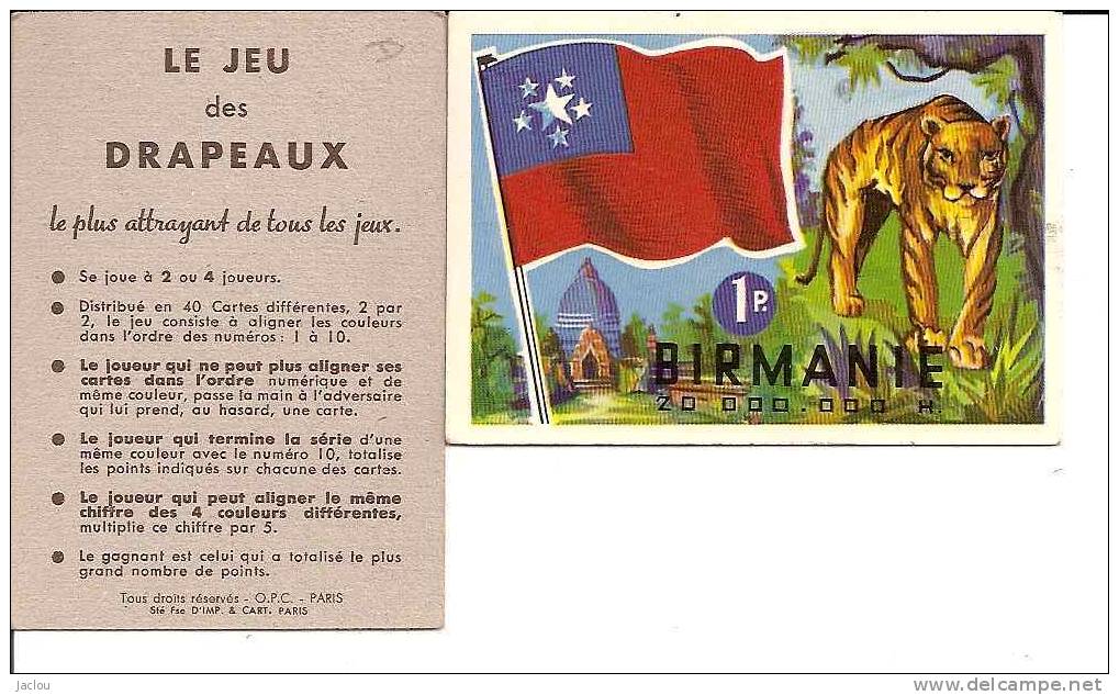 JEU DES DRAPEAUX ,CARTE DU DRAPEAU DE BIRMANIE REF 1602 - Sonstige & Ohne Zuordnung