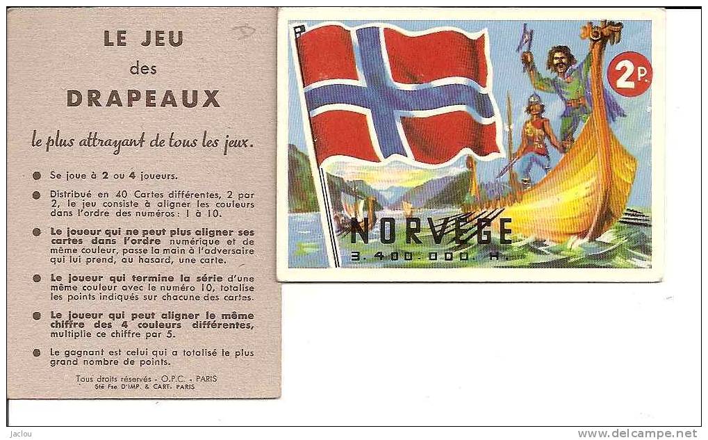 JEU DES DRAPEAUX ,CARTE DU DRAPEAU DE NORVEGE REF 1606 - Sonstige & Ohne Zuordnung