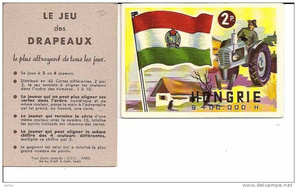 JEU DES DRAPEAUX ,CARTE DU DRAPEAU DE HONGRIE REF 1615 - Autres & Non Classés