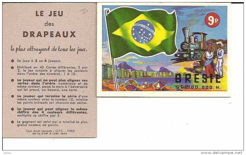 JEU DES DRAPEAUX ,CARTE DU DRAPEAU DU BRESIL REF 1617 - Autres & Non Classés