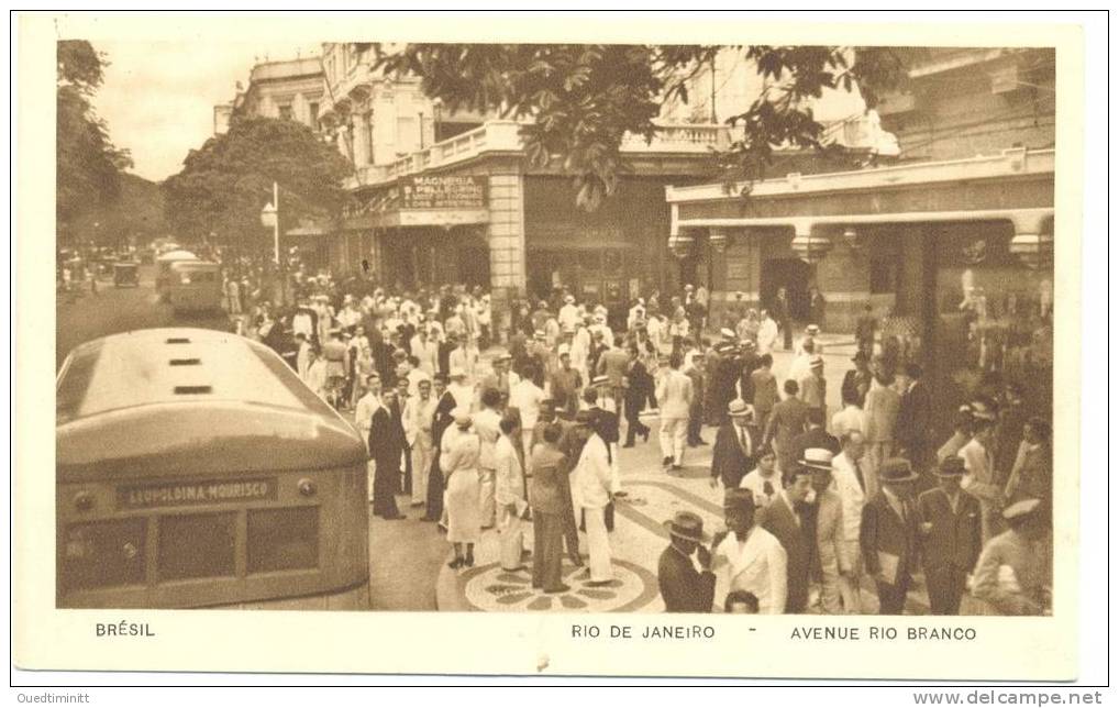 Brésil.Rio De Janeiro.Av.Rio Branco.Belle Anim.Scène De Foule Et Bus. - Rio De Janeiro