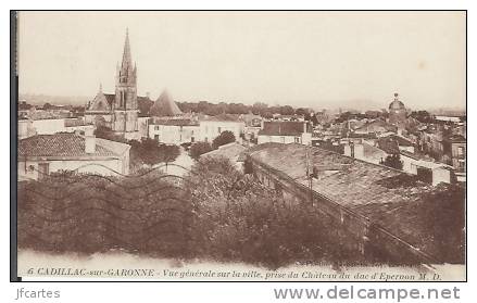 33 - CADILLAC SUR GARONNE - Vue Générale Sur La Ville, Prise Du Château Du Duc D' Epernon - Cadillac