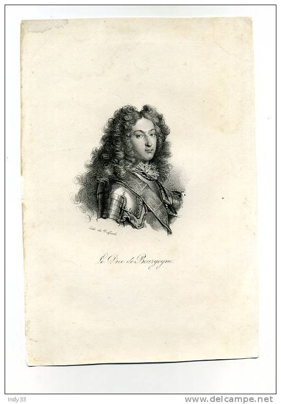 - PORTRAIT DU DUC DE BOURGOGNE . LITHO DU XIXe S. - Documents