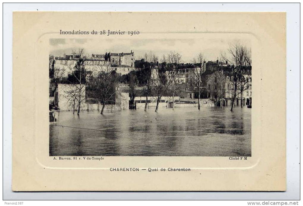 M18 - CHARENTON - Quai De Charenton (inondations Du 28 Janvier 1910) - Charenton Le Pont