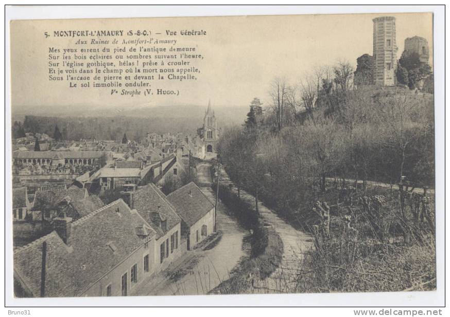 Montfort - L´ Amaury : Vue Générale , Vers De V.Hugo . TB état 1915 . - Montfort L'Amaury