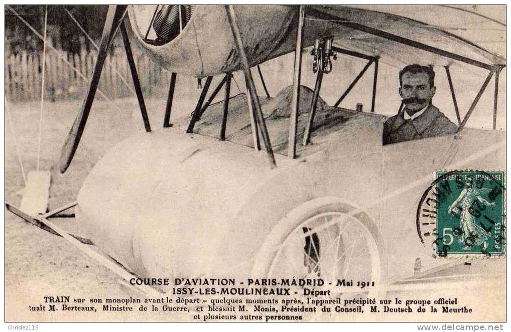 92 ISSY Course D'aviation Paris Madrid  Train Sur Son Monoplan  TOP  1911 - Issy Les Moulineaux