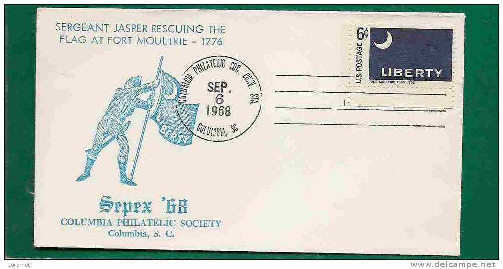 USA - SERGEANT JASPER RESCUING THE FLAG AT FORT MOULTRIE - 1776 - COMM CACHETED COVER - Briefe