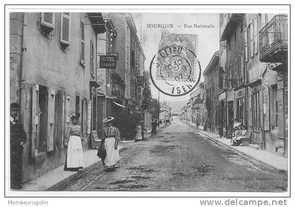 38 )) FL) BOURGOIN, Rue Nationale, F Vialatte, édit, ANIMEE - Bourgoin