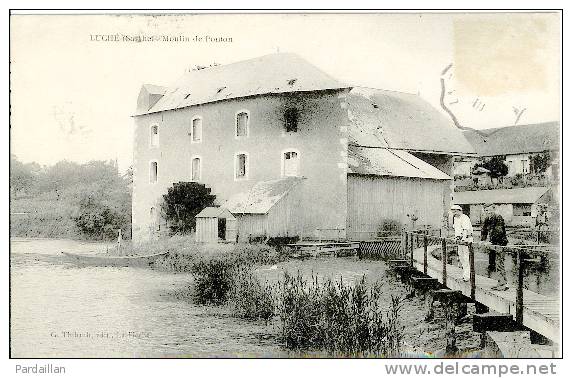 72. LUCHE. MOULIN DE PONTON. GROS PLAN. ANIMATION. - Luche Pringe