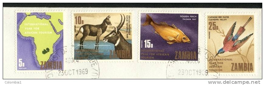 ZAMBIE Lettre 1er Jour De 1969 OISEAU,Antilope,Poisson - Zambia (1965-...)