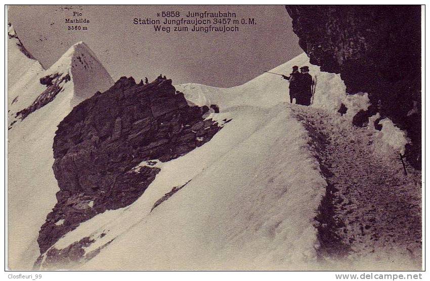 Deux Très Belles Cartes Animées, 1908 Et 1918 Pullux, Breithorn, Jungfraujoch (Suisse) - Alpinisme