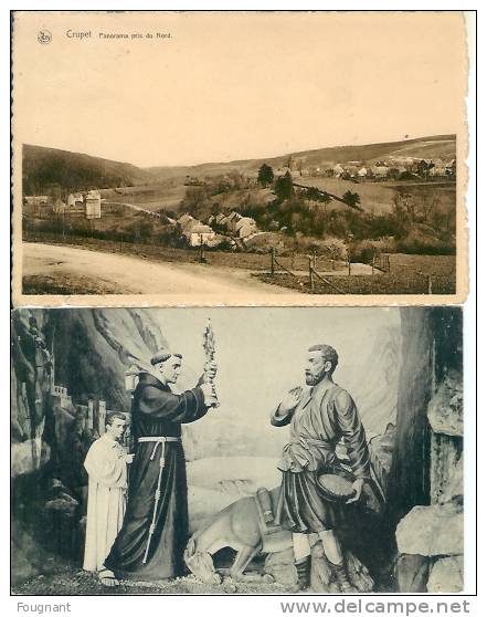 Belgique:CRUPET (Namur.):2 Cartes:1:Panorama Pris Du Nord.1948.2:Grottes De St Antoine,à Crupey:Miracle De La Mule.1910. - Assesse