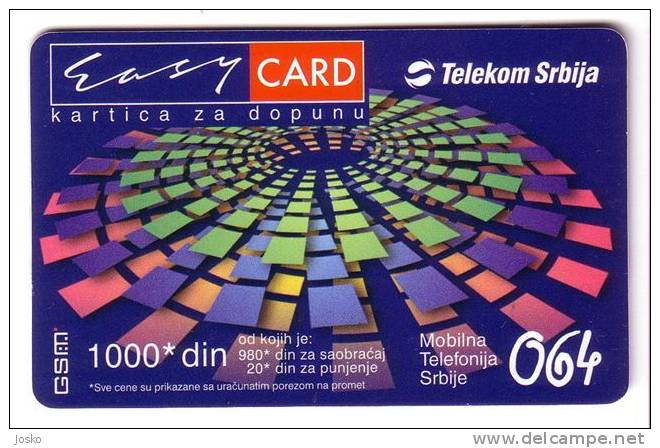 SERBIA - Prepaid GSM Card - EASY CARD - High Value 1000. Din - Yougoslavie