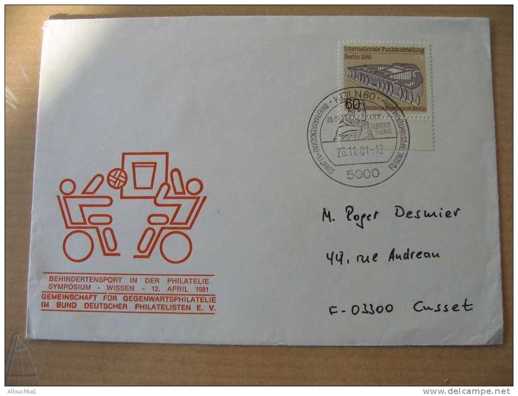 MARCOPHILIE  LETTRE DU D' ALLEMAGNE DE BERLIN  KOHLN 80  BRIEMARKENSHAU - Storia Postale