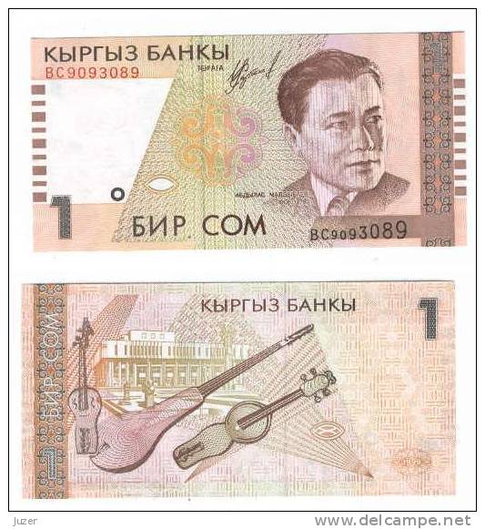 Kirgisistan (Kirgisien): 1 Som (1999) Kassenfrisch - Kirghizistan