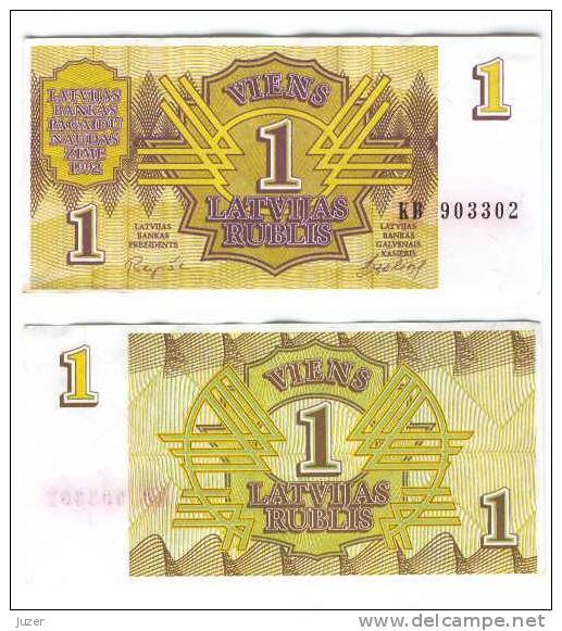 Lettland: 1 Lettische Rubel (1992) Kassenfrisch - Latvia
